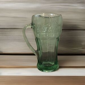 Green Coca-Cola Glass With Handle Mug Libbey Heavy Coke Float Mug Cup